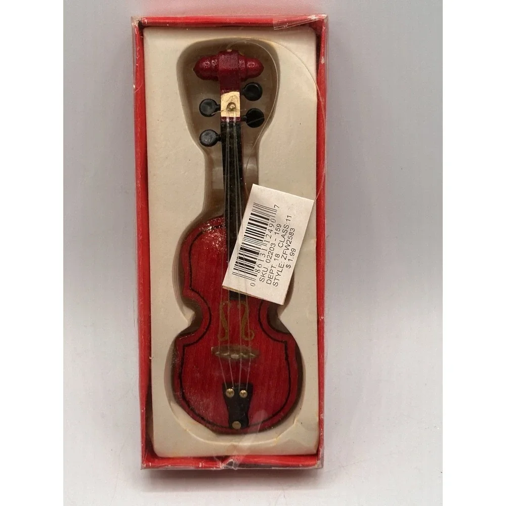 Vintage Kurt S Adler Wooden‎ Violin Christmas Ornament W2583